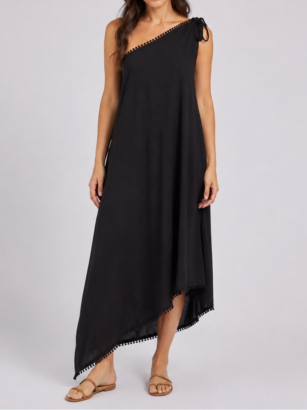 Red Carter One Shoulder Maxi Swim Cover Up Maxi Dress Black Medium NEW Resort
